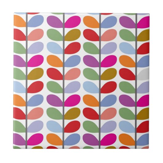 Colorful Leaf Pattern Tegeltje (Voorkant)