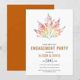 Colorful leaf print verbrand oranje engagingparty kaart