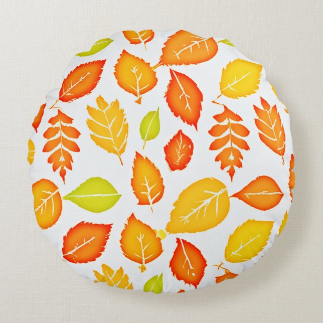 Colorful Leaves Pattern Rond Kussen (Voorkant)
