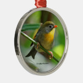 Colorful Leiothrix Pekin Robin Songbird Metalen Ornament (Rechts)