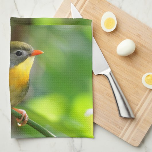 Colorful Leiothrix / Pekin Robin Songbird Theedoek (Quarter Fold)