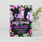 Colorful Leopard Birthday Invitation Kaart (Staand voorkant)