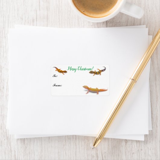 Colorful Leopard Gecko Lizard kerstcadeau Label (Insitu)