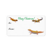 Colorful Leopard Gecko Lizard kerstcadeau Label (Voorkant)