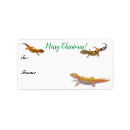 Colorful Leopard Gecko Lizard kerstcadeau Label