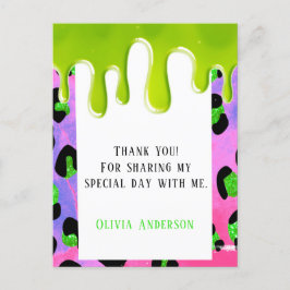 Colorful Leopard Green Slime 100th Birthday Party Briefkaart