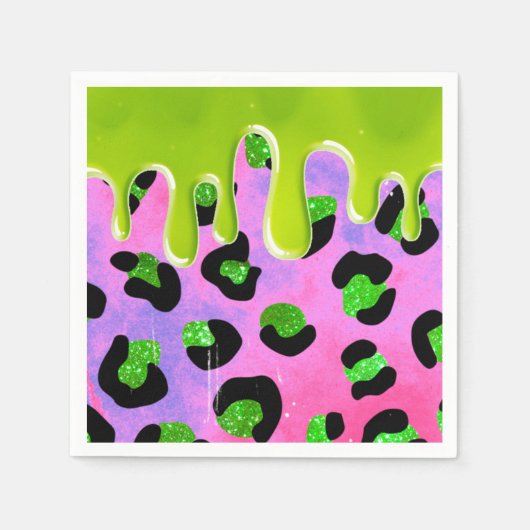 Colorful Leopard Green Slime 100th Birthday Party Servet (Voorkant)