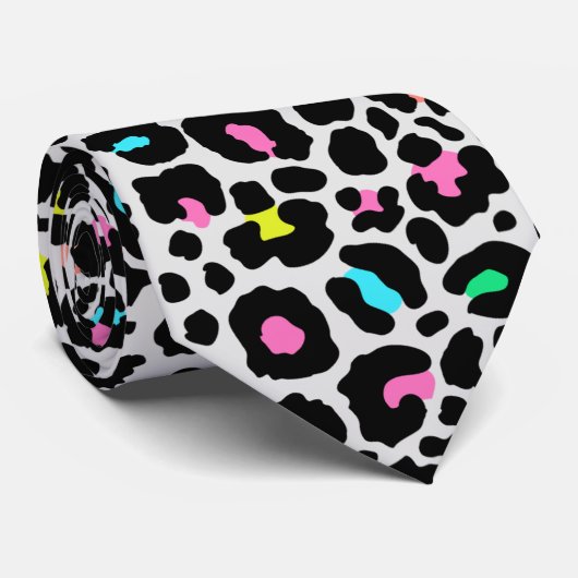 Colorful Leopard Pattern Stropdas (Opgerold)