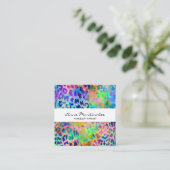 Colorful Leopard Print Square Visitekaartje (Staand voorkant)