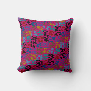 Colorful Leopard Print Squares Checker Patroon 6 Kussen