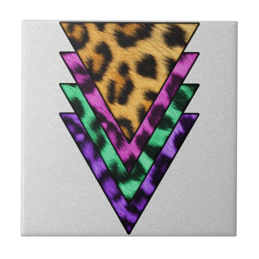 Colorful Leopard Triangles Tegeltje (Voorkant)