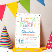 Colorful Lets Party birthday Kaart