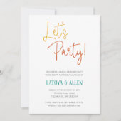 Colorful Let's Party Casual Reception Elopement Kaart (Voorkant)