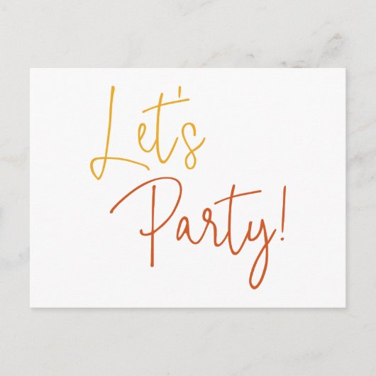 Colorful Let's Party Informal Wedding Reception Briefkaart (Voorkant)