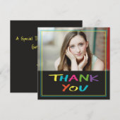 Colorful Lettering Afstuderen Foto Hartelijk dank Bedankkaart (Voorkant / Achterkant)
