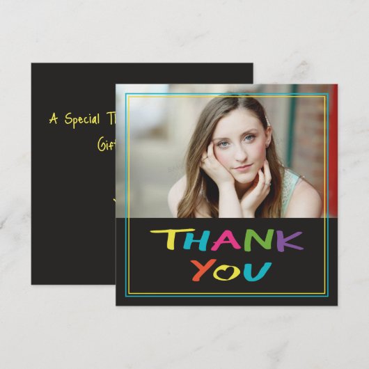 Colorful Lettering Afstuderen Foto Hartelijk dank Bedankkaart (Voorkant / Achterkant)