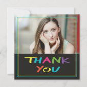 Colorful Lettering Afstuderen Foto Hartelijk dank Bedankkaart (Voorkant)