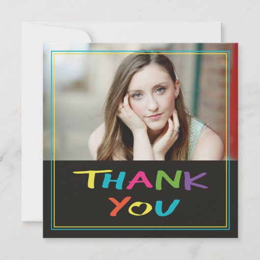 Colorful Lettering Afstuderen Foto Hartelijk dank Bedankkaart (Voorkant)