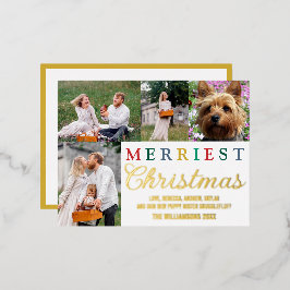 Colorful Letters 4 Foto Merriest kerstGold Folie Feestdagen Briefkaart