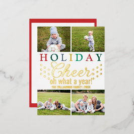 Colorful Letters 4 Photo Holiday Chic Gold Folie Feestdagen Briefkaart