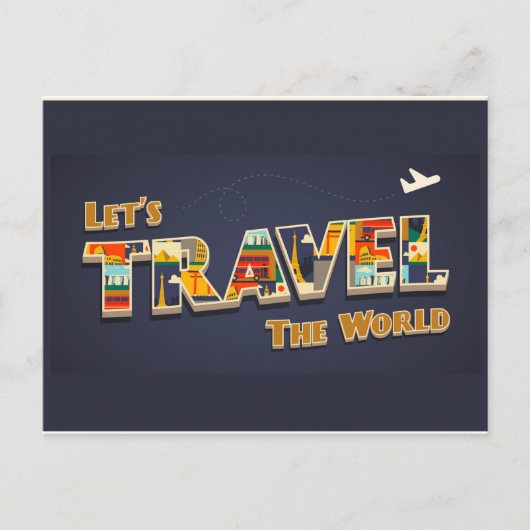 Colorful Letters Travel Briefkaart (Voorkant)