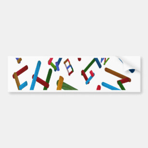 Colorful Letters van houtsnipstick-isolaat Bumpersticker