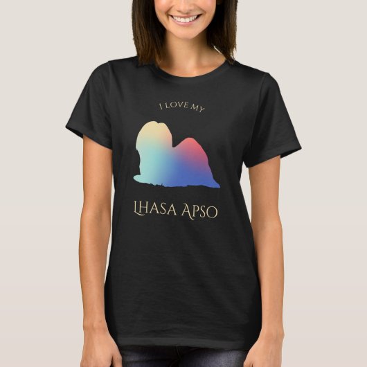 Colorful Lhasa Apso Silhouette T-shirt (Voorkant)
