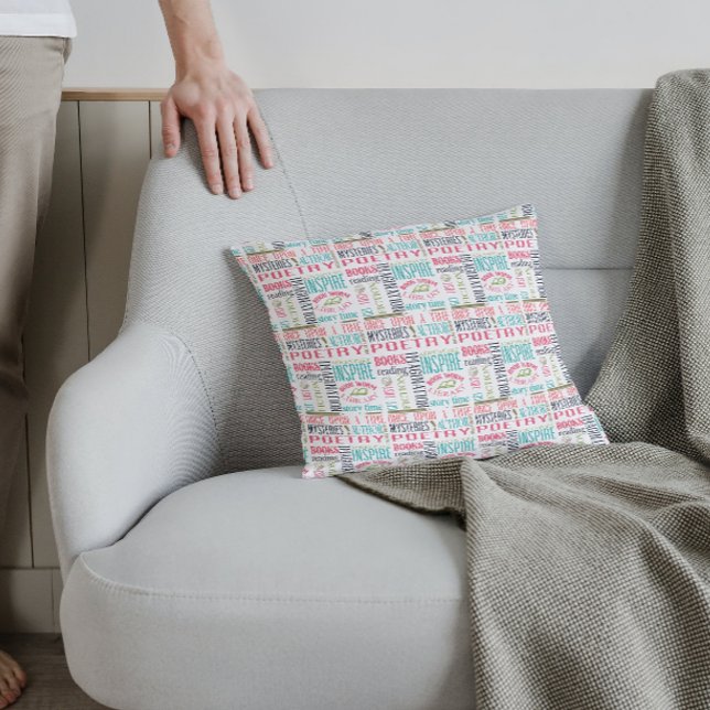 Colorful Library Words Subway Art Kussen (Creator heeft geüpload)