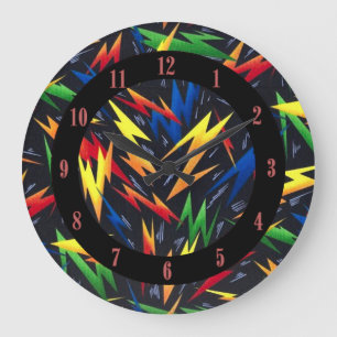Colorful Lightning Bolts Pattern Wall-klok Grote Klok