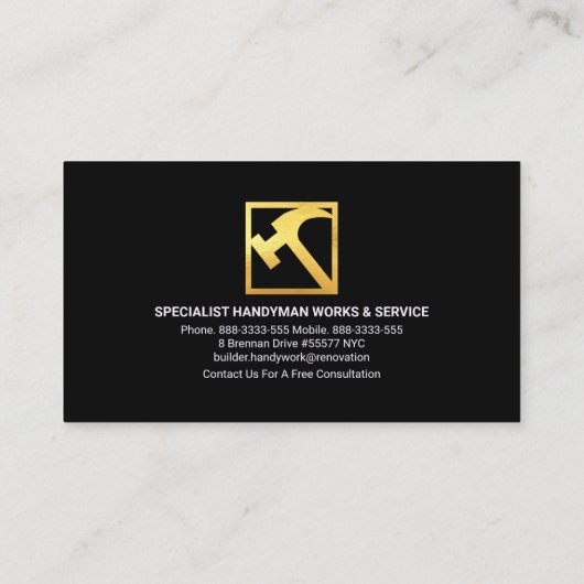 Colorful Lightning Powered Handyman Bulb Visitekaartje (Achterkant)