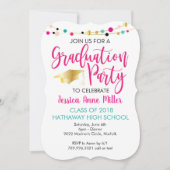 Colorful Lights Roze Gold Graduation Party Kaart (Voorkant)