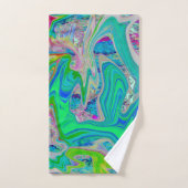 Colorful Lime Green Abstract Retro Liquid Art Bad Handdoek (Handdoek)