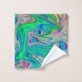 Colorful Lime Green Abstract Retro Liquid Art Bad Handdoek (Wasdoekje)