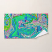 Colorful Lime Green Abstract Retro Liquid Art Bad Handdoek (Handdoek)