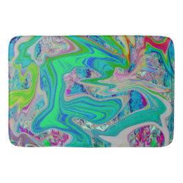 Colorful Lime Green Abstract Retro Liquid Art Badmat