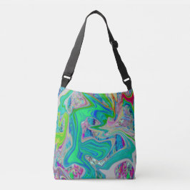 Colorful Lime Green Abstract Retro Liquid Art Crossbody Tas