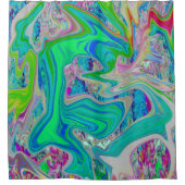 Colorful Lime Green Abstract Retro Liquid Art Douchegordijn (Voorkant)