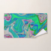 Colorful Lime Green Abstract Retro Liquid Art Handdoek (Handdoek)