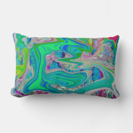 Colorful Lime Green Abstract Retro Liquid Art Kussen
