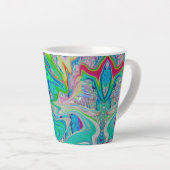 Colorful Lime Green Abstract Retro Liquid Art Latte Mok (Rechterhoek)