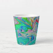 Colorful Lime Green Abstract Retro Liquid Art Latte Mok (Voorkant)