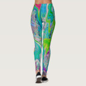 Colorful Lime Green Abstract Retro Liquid Art Leggings (Achterkant)