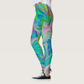 Colorful Lime Green Abstract Retro Liquid Art Leggings (Links)