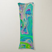 Colorful Lime Green Abstract Retro Liquid Art Lichaamskussen (Voorkant Verticaal)