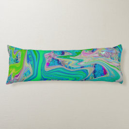 Colorful Lime Green Abstract Retro Liquid Art Lichaamskussen