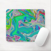 Colorful Lime Green Abstract Retro Liquid Art Muismat (Met muis)