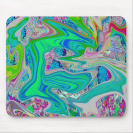 Colorful Lime Green Abstract Retro Liquid Art Muismat
