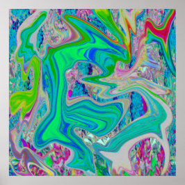 Colorful Lime Green Abstract Retro Liquid Art Poster