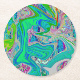 Colorful Lime Green Abstract Retro Liquid Art Ronde Kartonnen Onderzetter