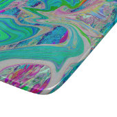 Colorful Lime Green Abstract Retro Liquid Art Snijplank (Hoek)